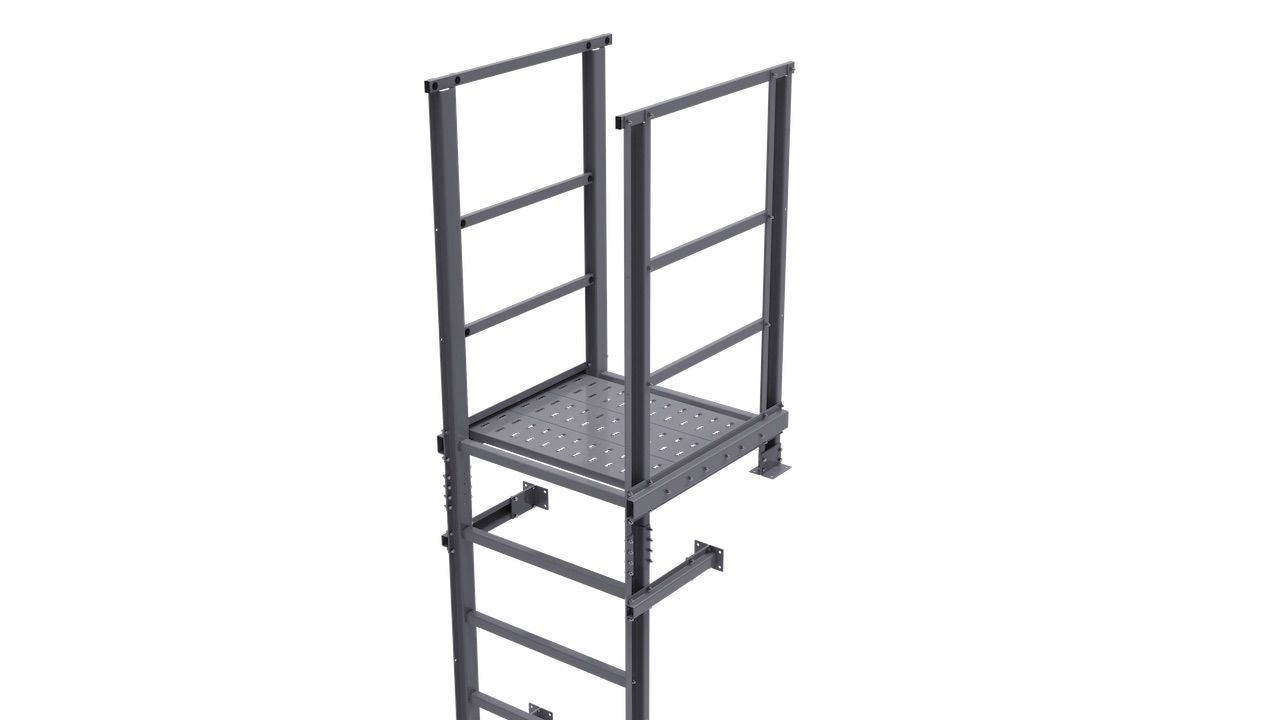 Лестница пожарная Fachmann П1-1 с площадкой 820x940 L=1050 ГОСТ 53254-2009 RAL - Fachmann