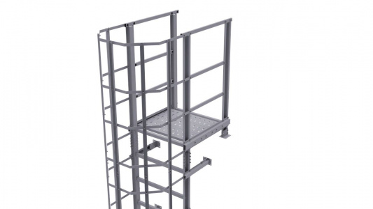 Лестница пожарная Fachmann П1-2 с площадкой 820x940 L=20650 ГОСТ 53254-2009 RAL