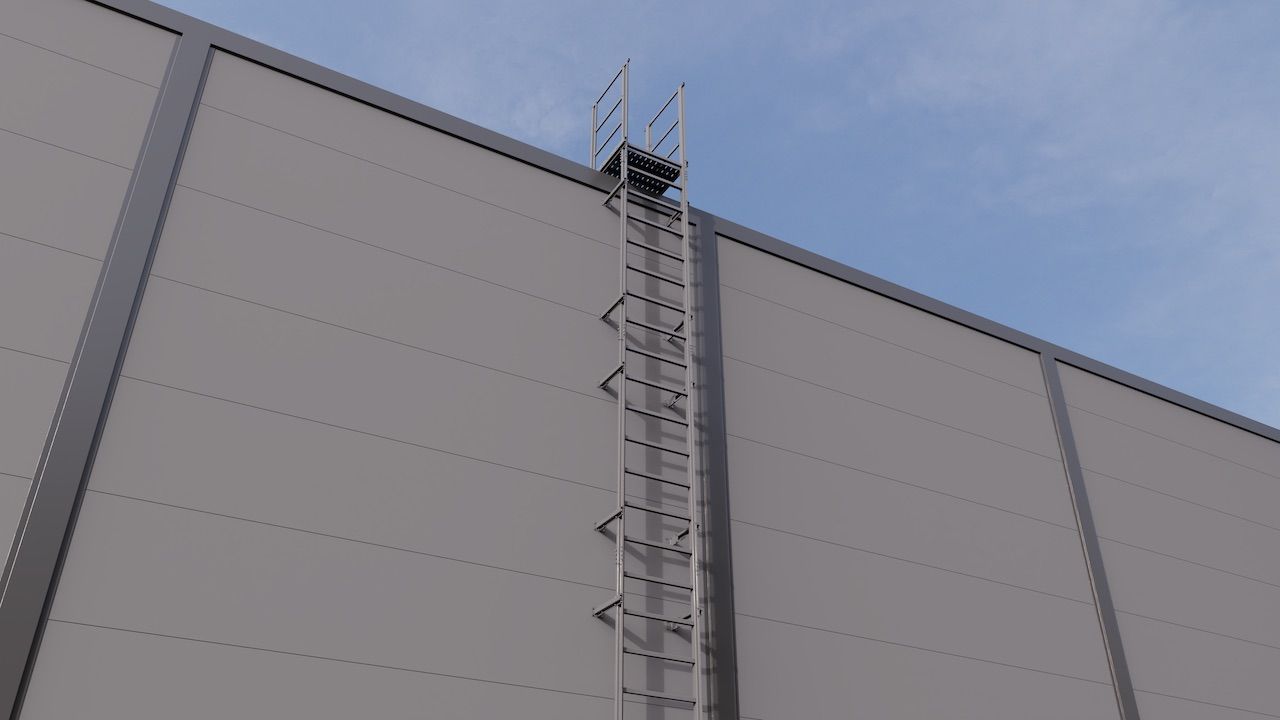 Лестница пожарная Fachmann П1-1 с площадкой 820x940 L=1050 ГОСТ 53254-2009 RAL - Fachmann